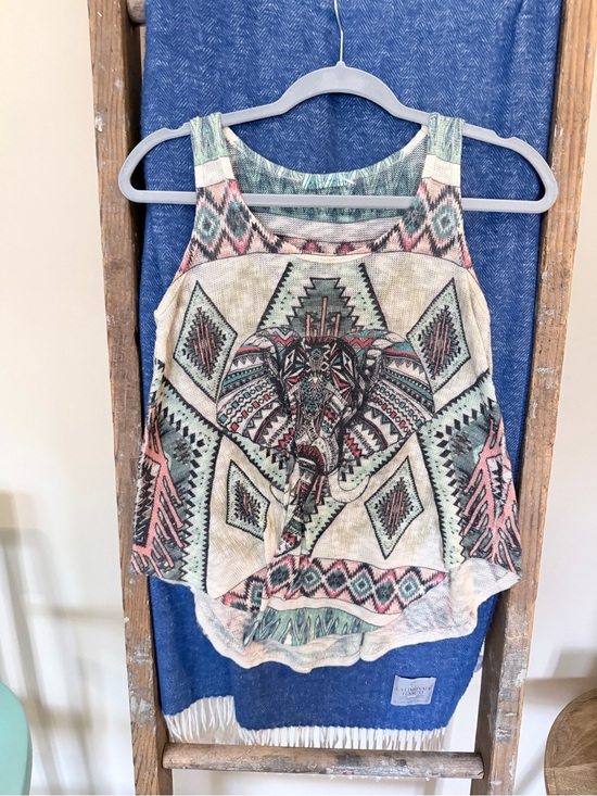 Grace Tops - Grace Mint and Pink Aztec Elephant Tank Top
